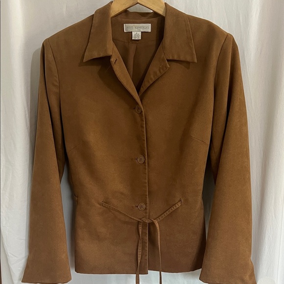 Petite Sophisticate Brown Suede Like Blazer - Picture 1 of 7